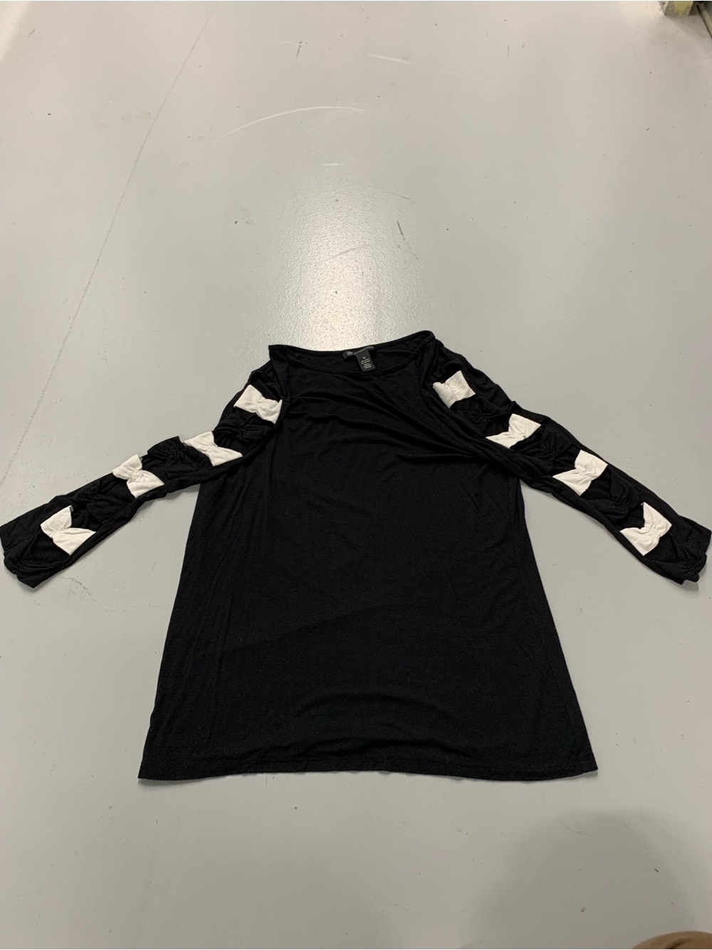 INC International Concepts Black Ruched Bow Sleeve Top XL